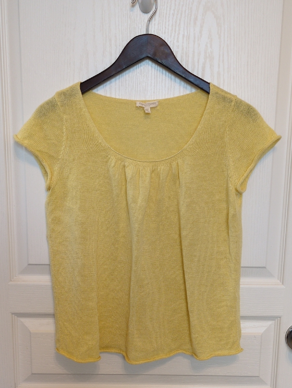 Eileen Fisher Soft Lemon Scoop Neck Short Sleeve Top